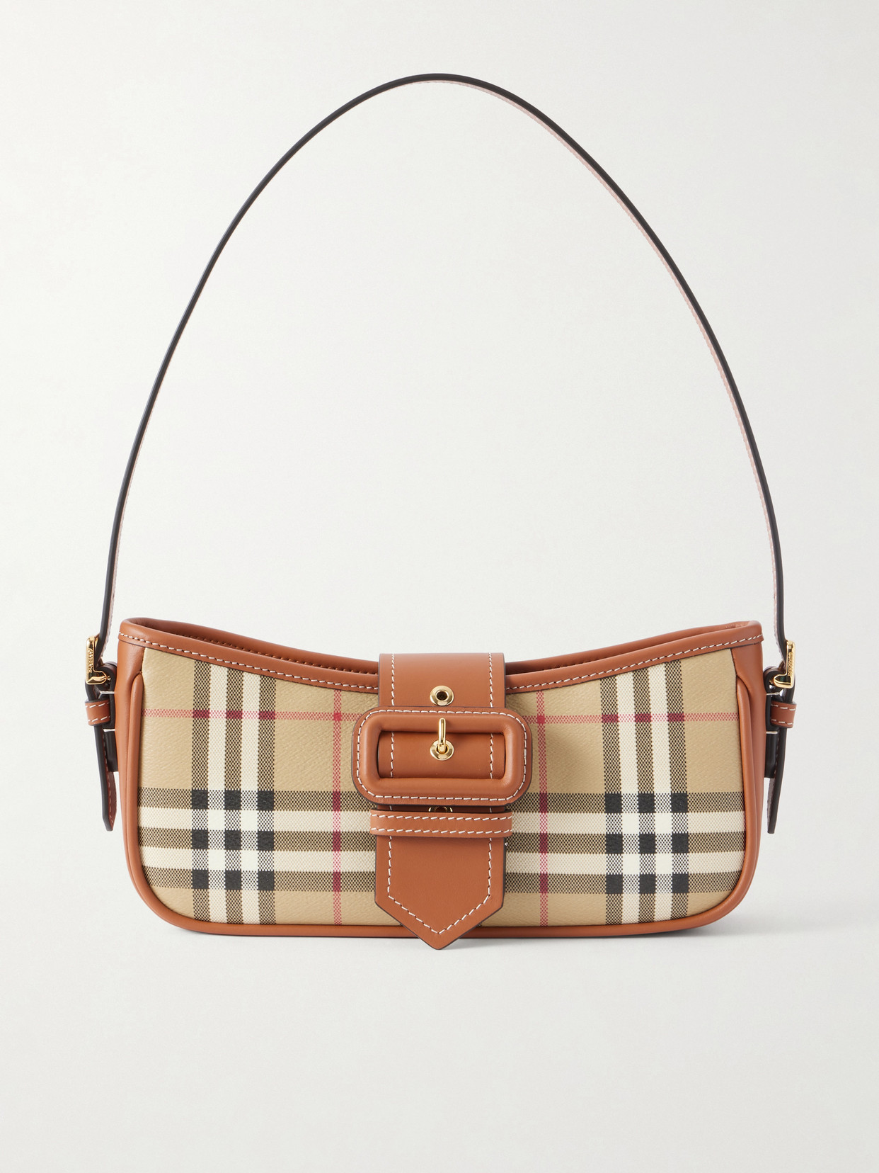 Burberry - Leather-trimmed Checked Canvas Shoulder Bag - Brown | NET-A-PORTER (US)