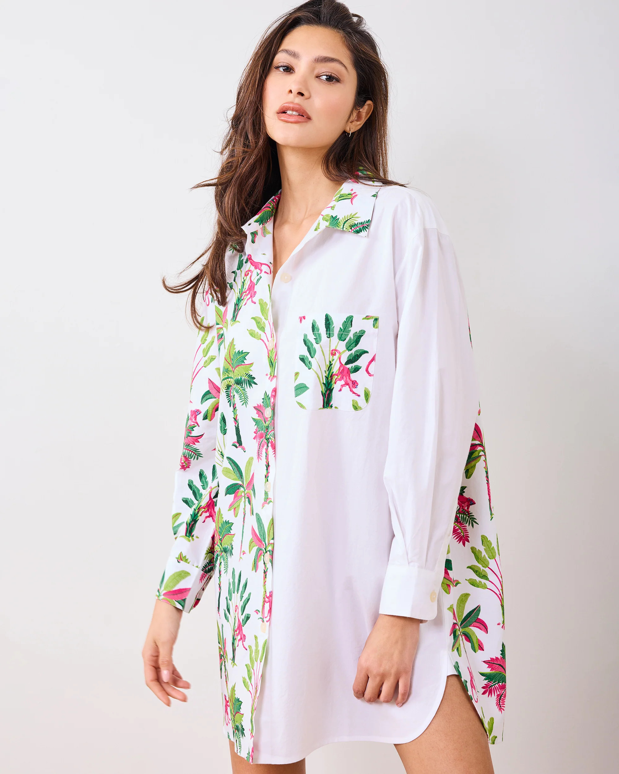 Royal Palms - Everyday Button Down - Pink Basil | Printfresh