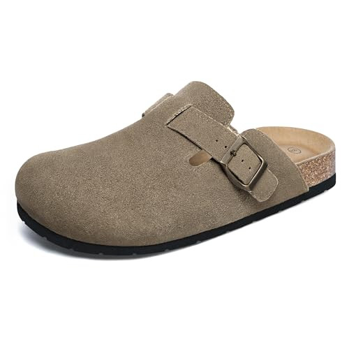 Xiakolaka Women's Suede Clogs Adjustable Buckle Slip on Footbed Home Clog Slippers | Amazon (US)