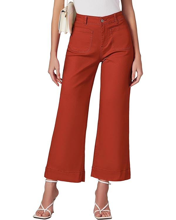 luvamia Wide Leg Jeans for Women Trendy High Waisted Flare Jeans Cropped Denim Pants Stretchy Bag... | Amazon (US)