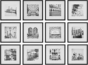 Gallery Perfect 12 Piece Black Square Photo Picture Hanging Template Gallery Wall Frame Set, 16.5... | Amazon (US)