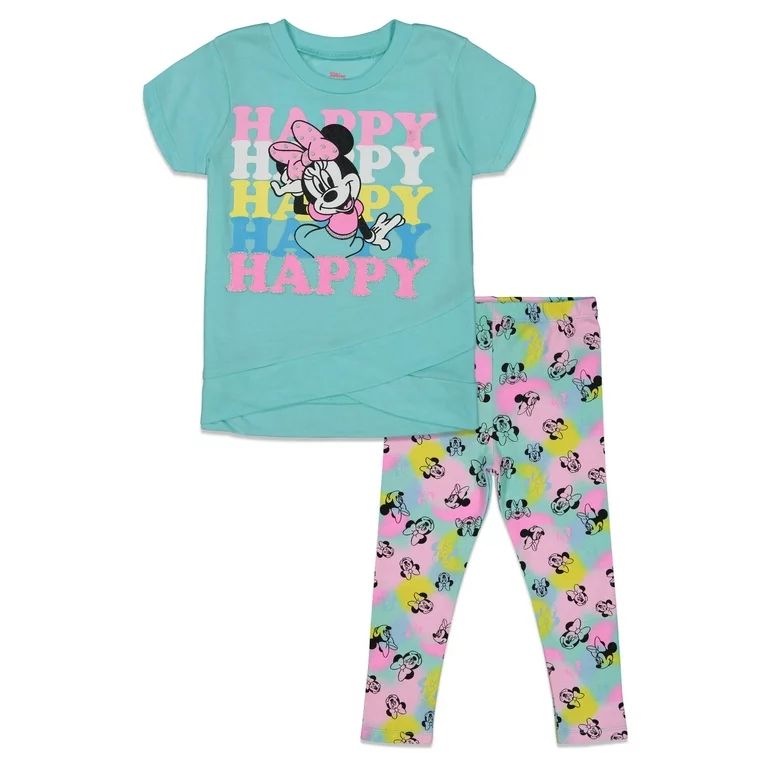Disney Minnie Mouse Little Girls Crossover T-Shirt and Leggings Outfit Set Infant to Big Kid | Walmart (US)