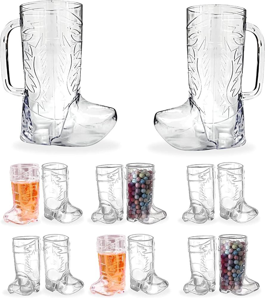 Amazon.com: 4E's Novelty 14 PCS Set Cowboy Boot Shot Glasses & Cups (12 Mini Shot Glasses & 2 Big... | Amazon (US)