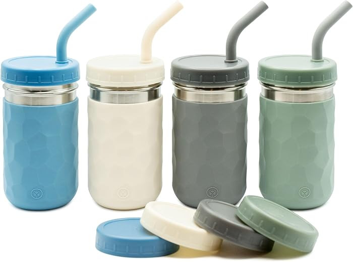 WeeSprout 2-in-1 Drinking Cups for Kids, Durable Stainless Steel Tumbler for Smoothies, Silicone ... | Amazon (US)