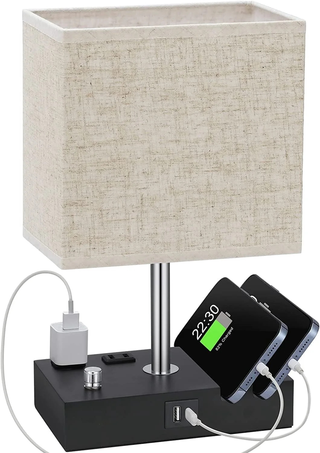 GPED Bedside Table Lamp for Bedroom with Dual Fast USB Charging Ports, Fully Dimmable Nightstand ... | Walmart (US)