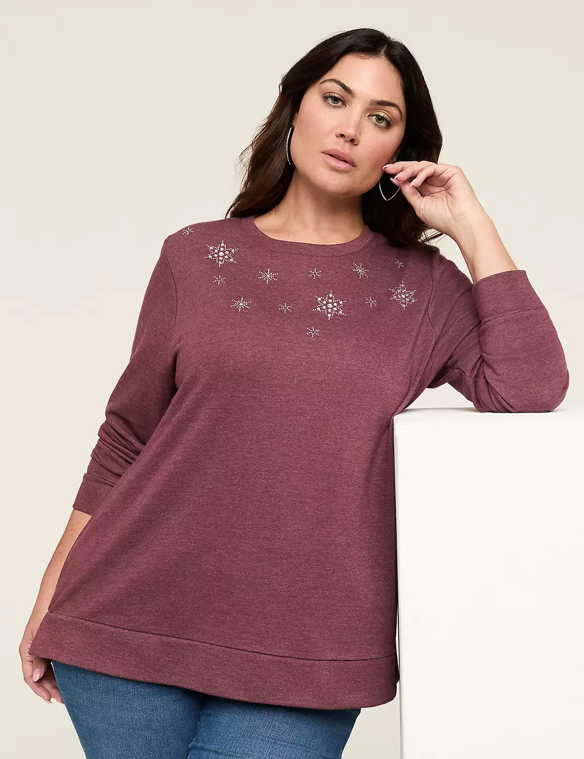Rhinestone Snowflake Graphic Sweatshirt | Lane Bryant (US)
