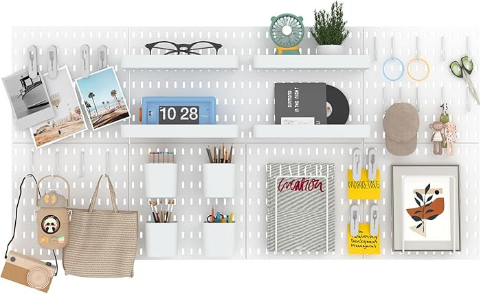 8-Pack 22"x44" Plastic Pegboard Panels Durable Modular Organizer Boards for Wall Storage, Garage,... | Amazon (US)