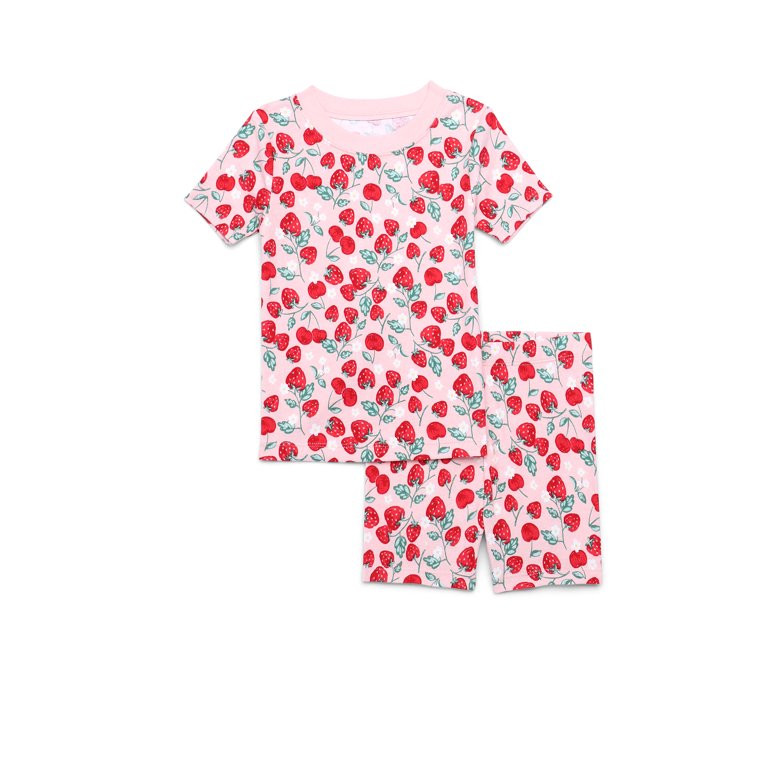 Wonder Nation Toddler Short-Sleeve Tee & Shorts Cotton Pajama Set, 2-Piece, Sizes 12M-5T | Walmart (US)