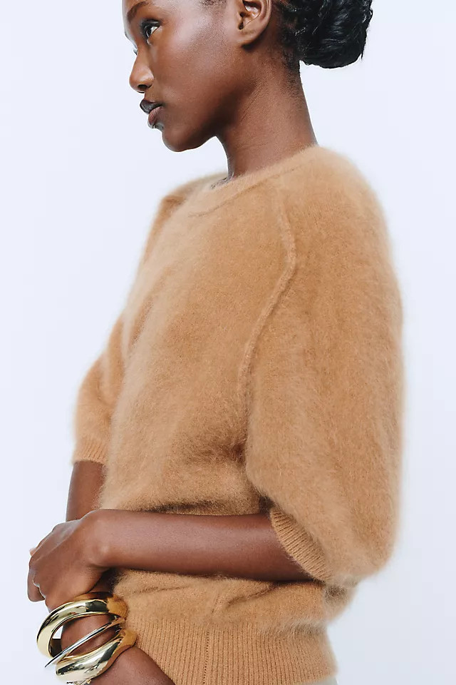 Pilcro Kaia 100% Cashmere Short-Sleeve Sweater | Anthropologie (US)