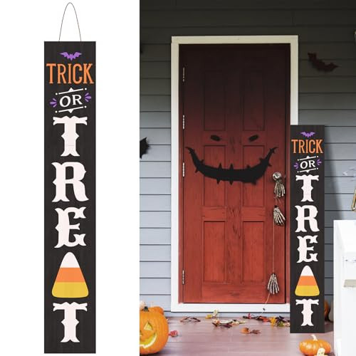 Super Holiday Halloween Front Door Decorations, Wooden Trick Or Treat Sign Porch Standing Hanging Decorations, for Halloween Home Farmhouse Outdoor Party Decor. | Amazon (US)