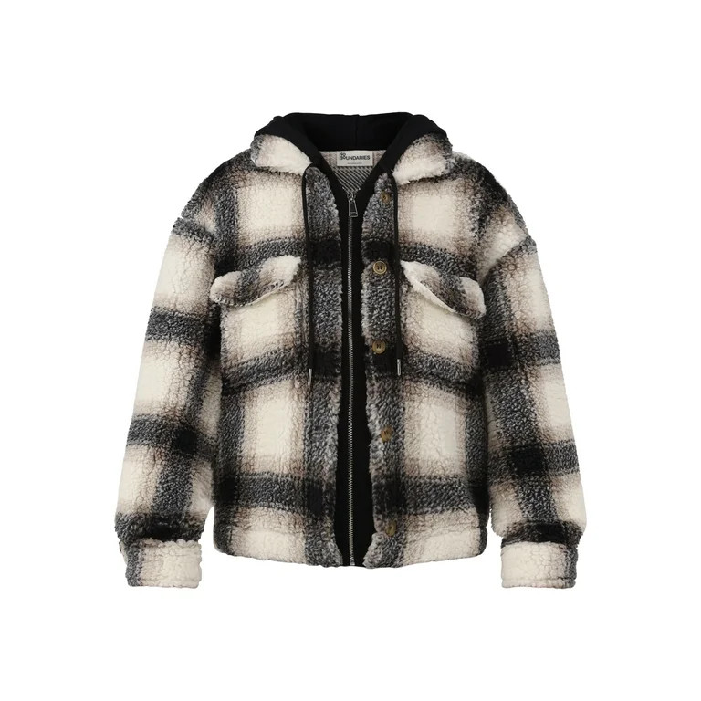 No Boundaries Plush Hoodie Shacket, Women's | Walmart (US)