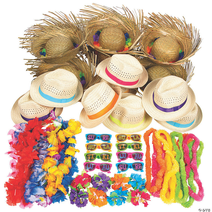 Bulk 122 Pc. Tropical Luau Wearables & Accessories Kit for 50 | Oriental Trading Company