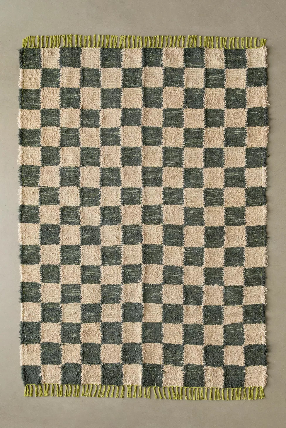 Checkerboard Woven Shag Rag Rug | Urban Outfitters (US and RoW)