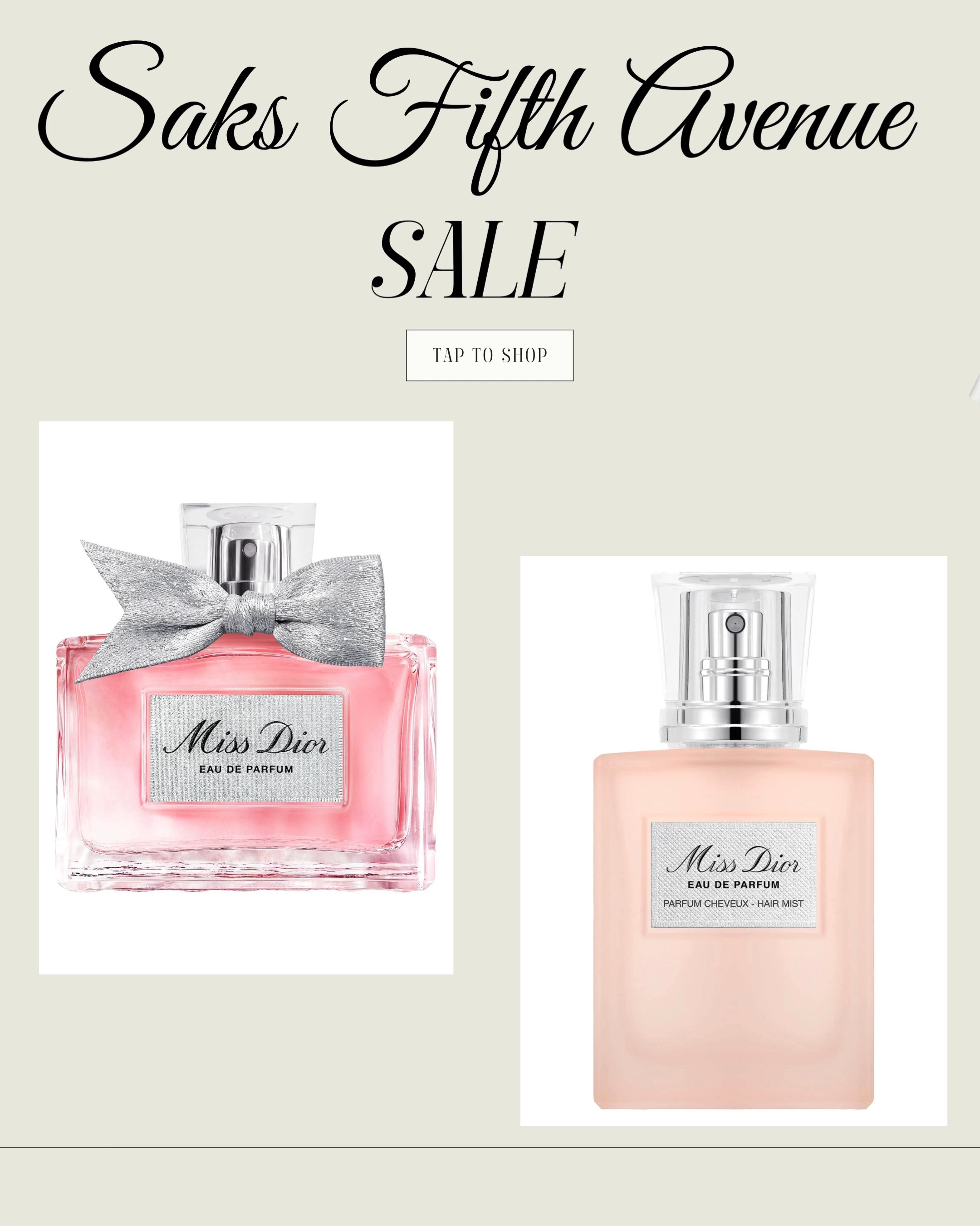 🌸✨ Elegance in every spritz! The Miss Dior Parfum & Miss Dior Eau de Parfum Hair Mist bring that iconic floral sophistication we all adore 💕 Perfect for adding a touch of luxury to your day, now available at Saks Fifth Avenue 🛍️💖

#LTKbeauty #LTKfinds #LTKluxury #LTKseasonal #LTKexclusive 

 

#LTKSeasonal #LTKSaleAlert #LTKBeauty