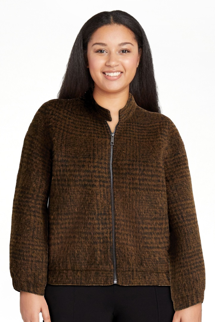 Time and Tru Women's and Women's Plus Faux Wool Bomber Jacket, Sizes XS-2X | Walmart (US)