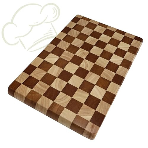 Checkered Acacia Wood Cutting Board for Kitchen – Wooden Chopping Board, Durable Butcher Block Style Charcuterie Board for Meat, Cheese & Vegetables, 16" x 11" x 1" | Amazon (US)
