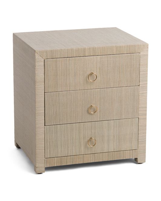 3 Chest Of Drawers Raffia Woven Nightstand | TJ Maxx