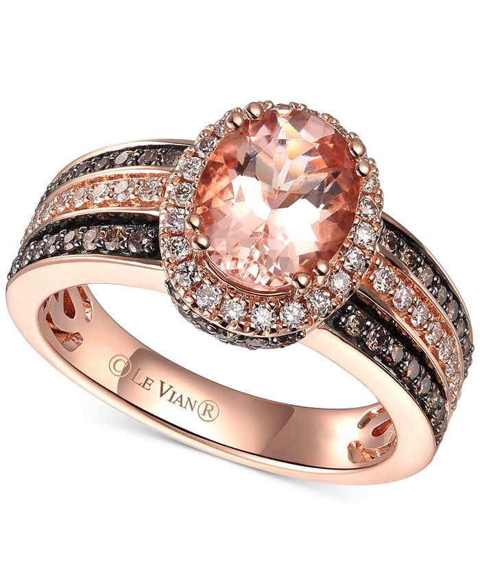 Le Vian Peach Morganite (1-1/3 ct.-t.w.) & Diamond (5/8 ct. t.w.) Ring in 14k Rose Gold & Reviews... | Macys (US)