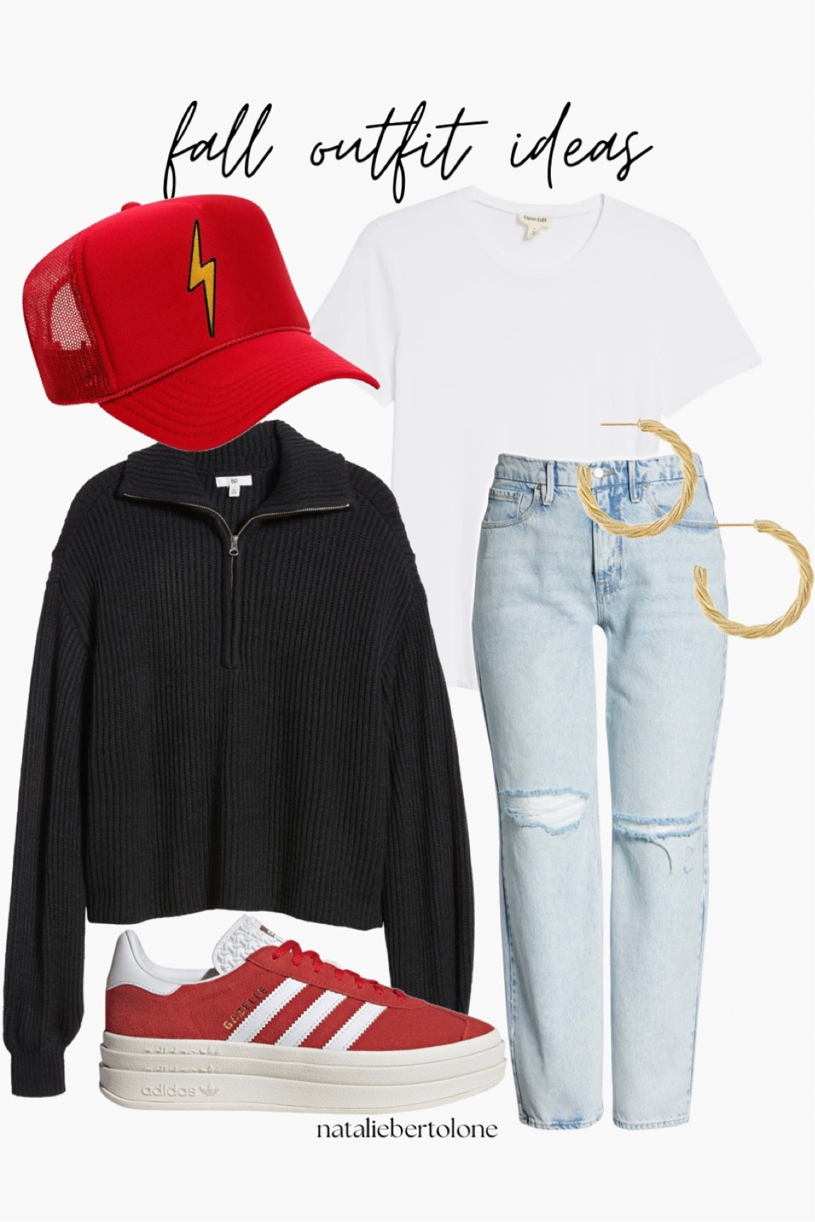 fall trends: pops of red!! casual outfit idea. adidas gazelle. trucker hats  

#LTKSeasonal #LTKfindsunder50 #LTKfindsunder100