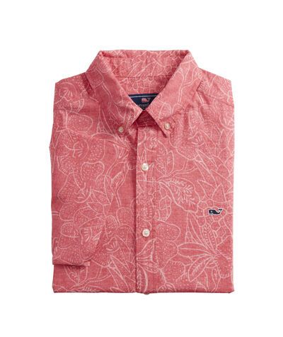 OUTLET Cotton Short-Sleeve Hibiscus & Pineapple Shirt | vineyard vines