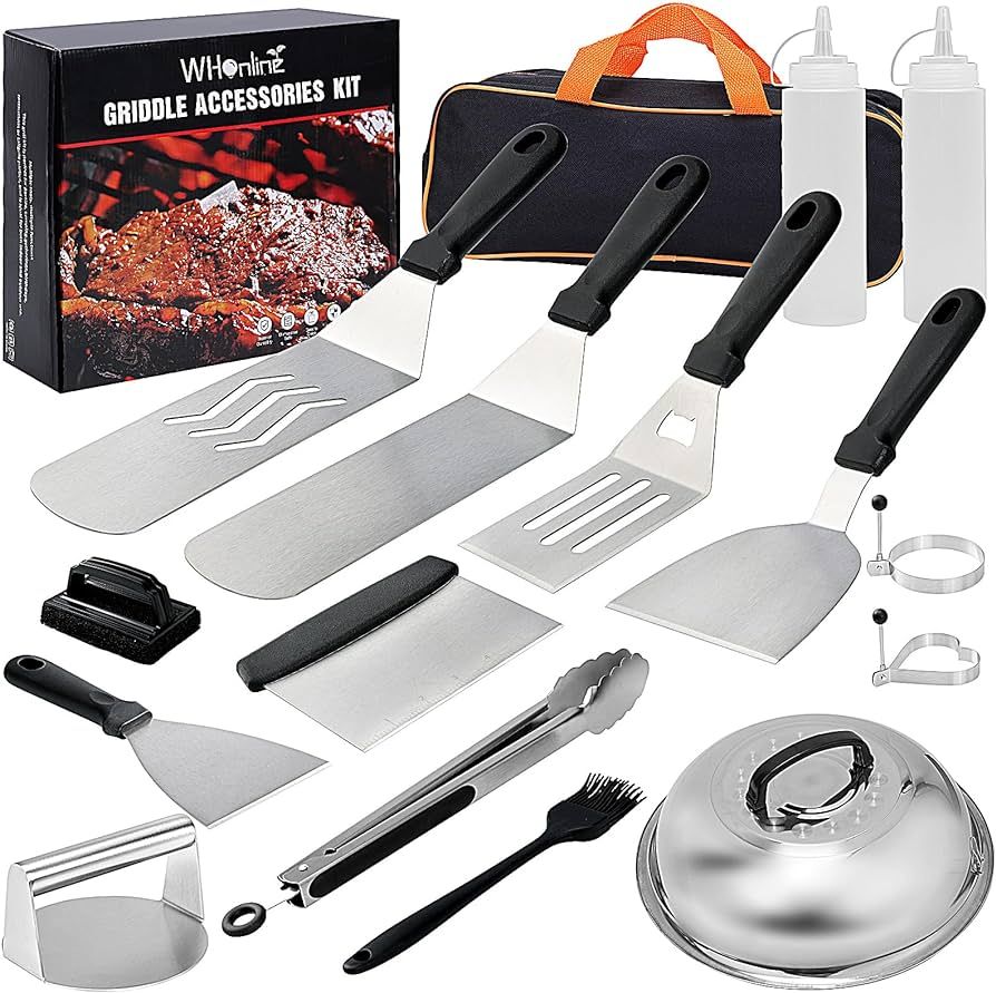 Whonline Smash Burger Press Kit, 16pcs, Flat Top Griddle Accessories Set for Blackstone and Camp ... | Amazon (US)