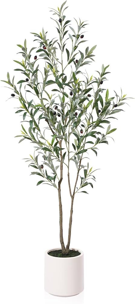 Artificial Olive Trees, 5 ft Tall Fake Olive Trees for Indoor, Faux Olive Silk Tree, Large Olive ... | Amazon (US)