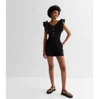Cameo Rose Black Frill Sleeve Button Front Top New Look | New Look (UK)