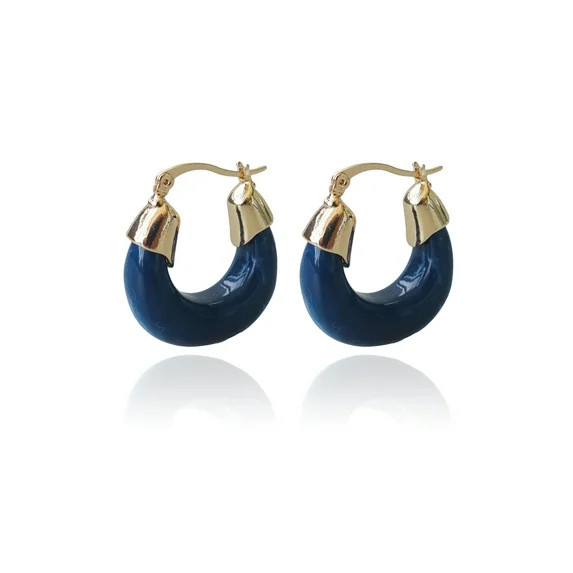 Time and Tru Women's Gold Plated Resin Hoop Earring | Walmart (US)