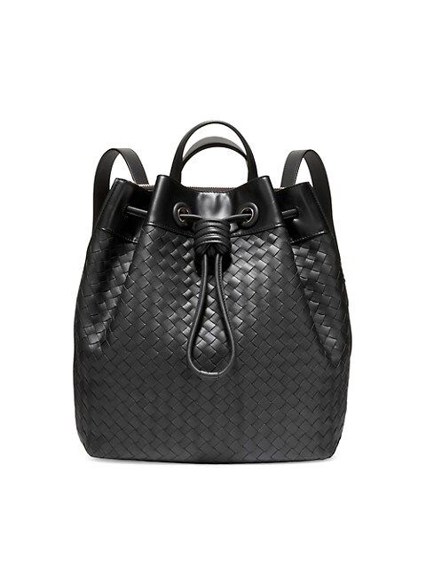 Woven Leather Drawstring Backpack | Saks Fifth Avenue