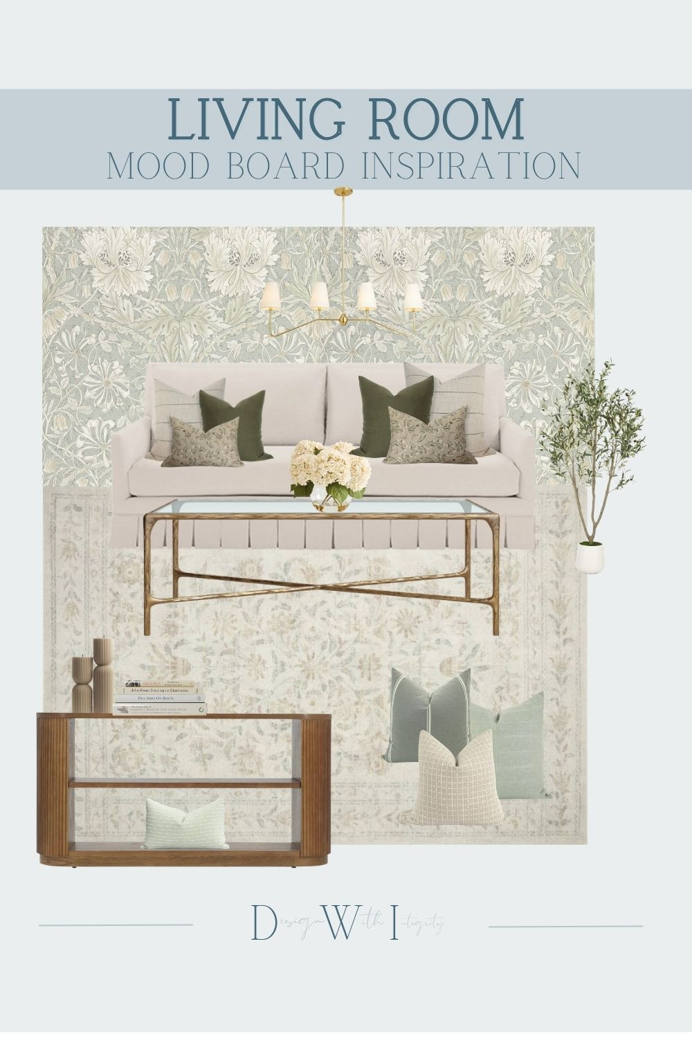 A soft and refined take on classic living room design. This mood board layers muted sage tones, delicate botanical patterns, warm wood accents, and subtle brass details for a space that feels calm, collected, and timeless.

Tap through to shop each selection and bring this serene, elevated look into your home. Every piece is curated to create balance, softness, and understated elegance.

sage green living room, botanical wallpaper, neutral sofa, classic living room, modern traditional style, brass coffee table, wood console table, soft neutral decor, layered pillows, elegant interiors, timeless home decor, serene living room 

 #LTKHome