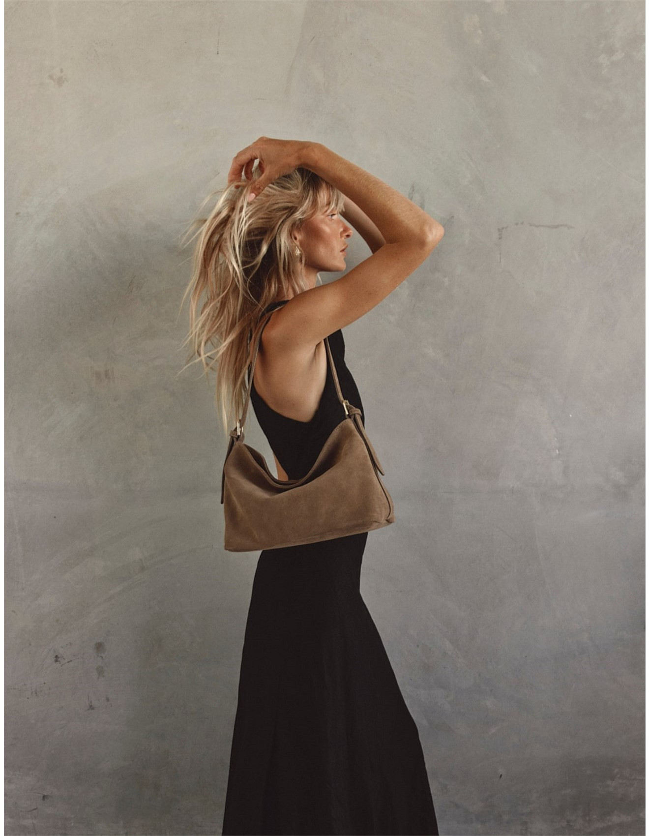 Eden Brown Suede Shoulder Bag | David Jones (Australia & New Zealand)