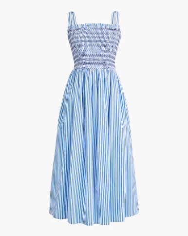 Blue and white striped smocked midi dress

#LTKSeasonal