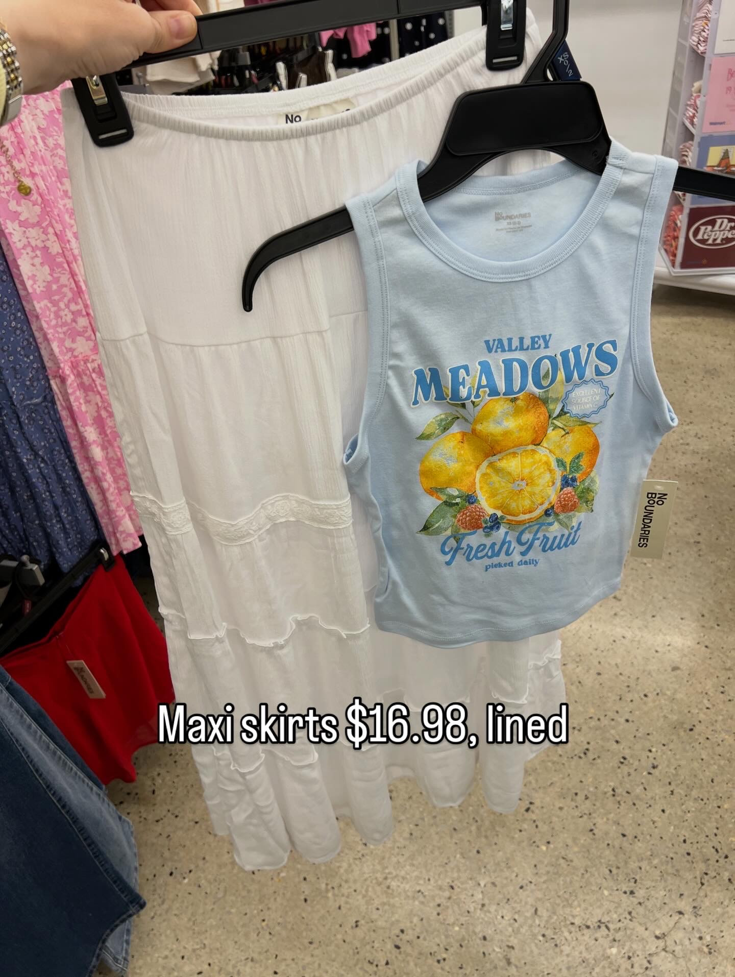 Walmart midi skirt and graphic tank top 