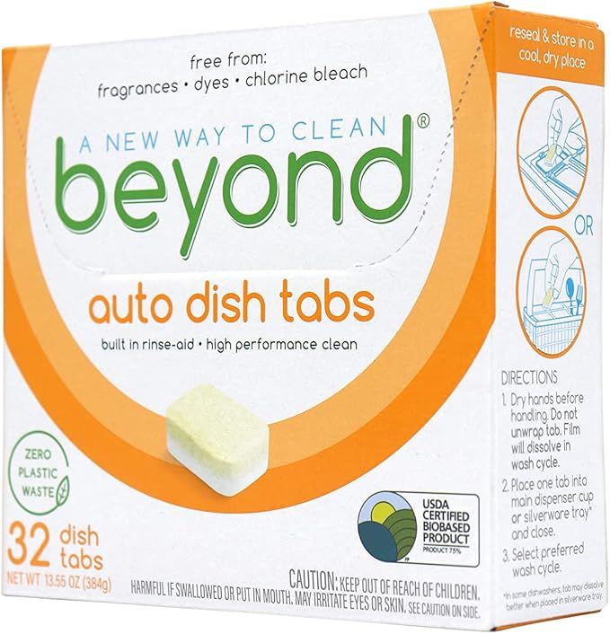 Beyond Natural Dishwasher Tablets - Fragrance & Dye Free - ZERO PLASTIC WASTE - Certified Biobase... | Amazon (US)
