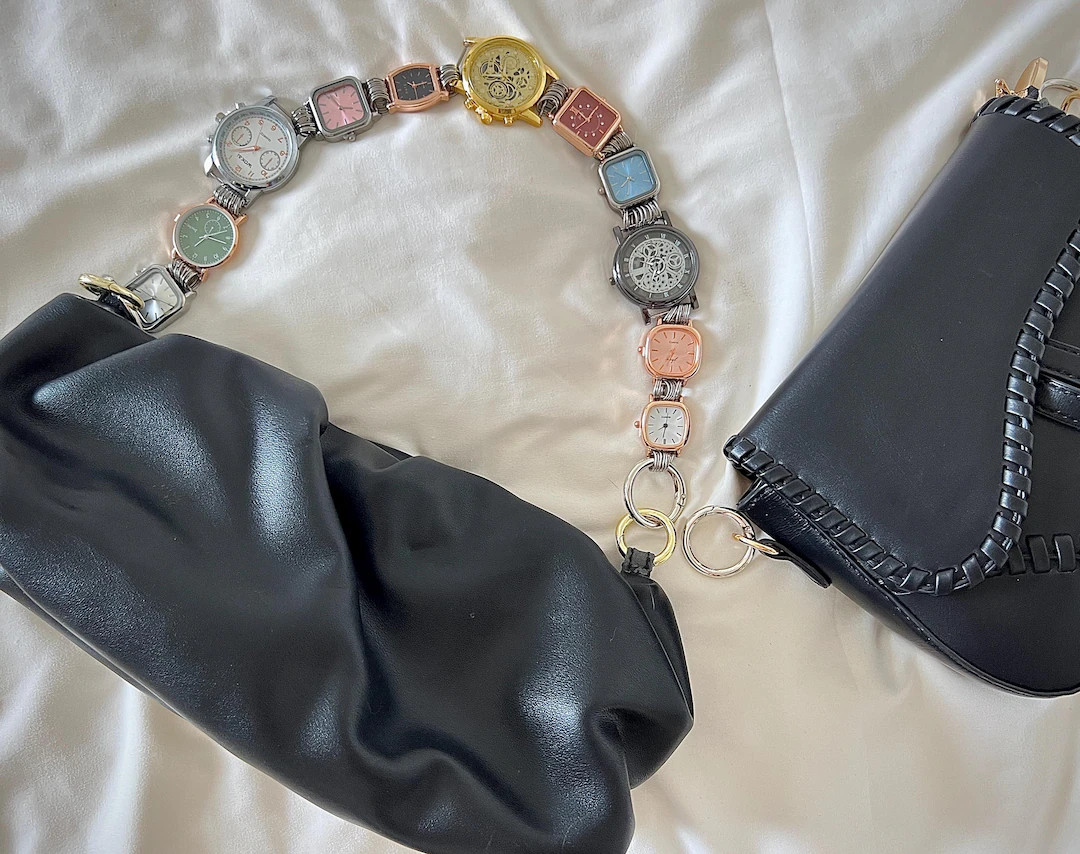 Cyberpunk Retro Multicolor Watch Bag Strap, 11 Clocks Metal Bag Straps, Niche&cool, Y2K Trendy Un... | Etsy (US)
