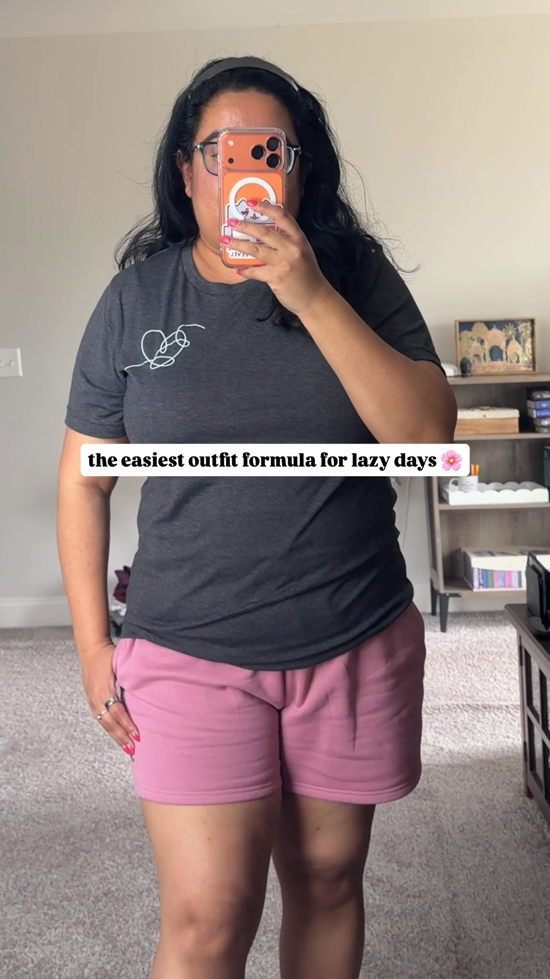 The easiest outfit formula for lazy days when you actually have to leave the house 🌸 I used to struggle with finding clothes that were comfortable enough for a relaxed day but still looked intentional. Throwing these soft pink mauve shorts on with a dark grey BTS graphic tee instantly solves that dilemma. It looks coordinated and cute for a quick coffee run or errands, but feels

outfit idea for lazy days, casual errand outfit, aesthetic loungewear, easy everyday outfit look, comfy wardrobe essentials, pink lounge shorts, BTS graphic tee

#LTKootd #LTKMidsize #LTKHome