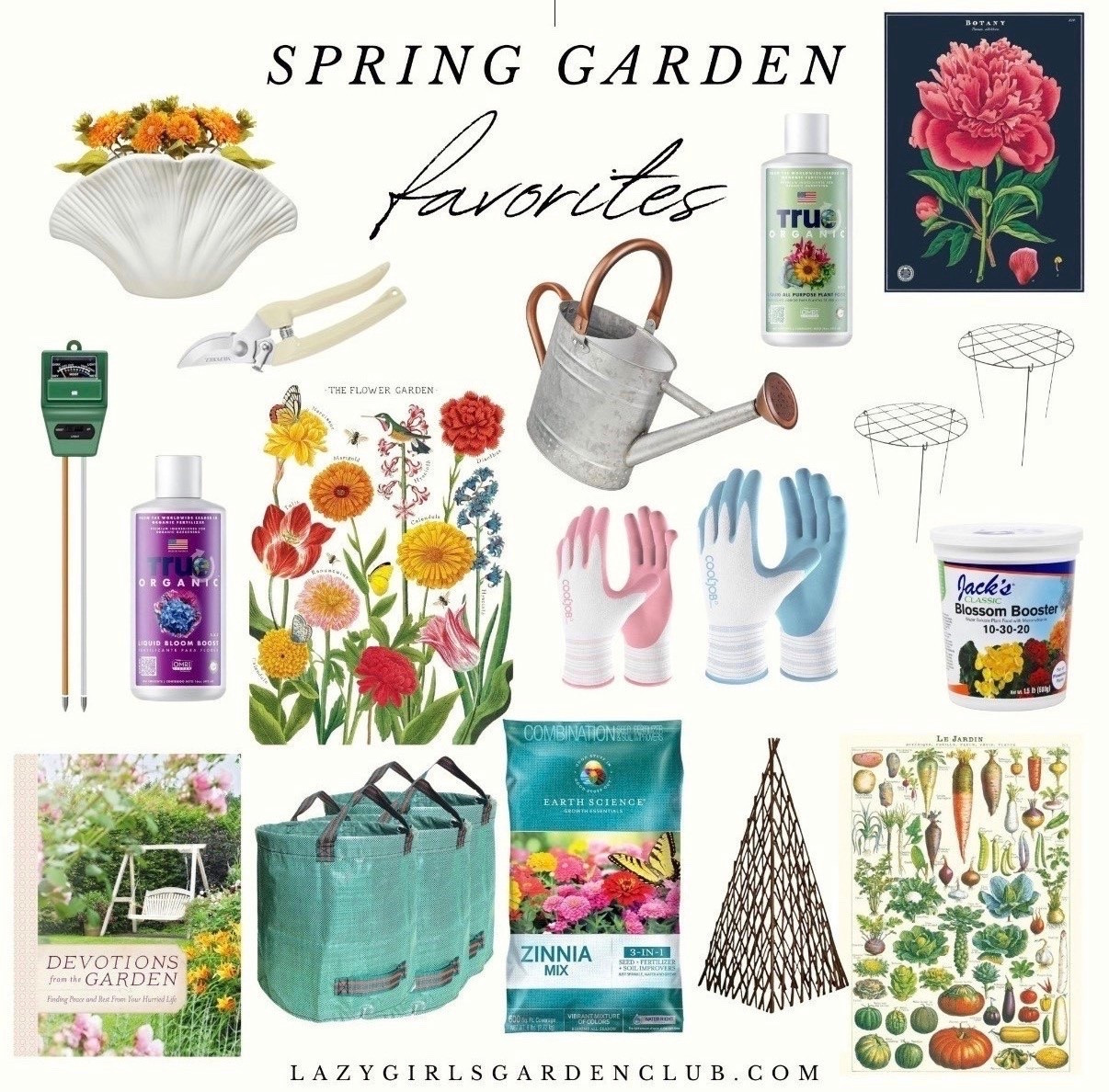 Spring gardening favorites list 🌸


Gardening favorites, lazy gardening, soil ph monitor, gardening can, garden art posters, zinnia seed mix, reusable yard cleanup bags, seashell vase, garden shears, peony cages, gardening gloves, bloom booster fertilizer

#LTKSaleAlert #LTKSeasonal #LTKHome