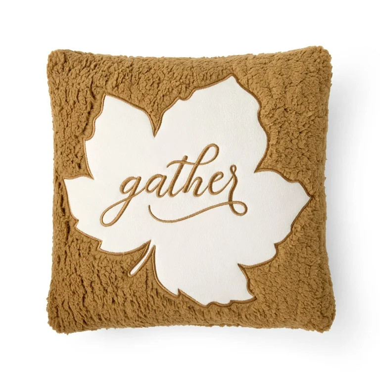 Way To Celebrate 18"x18"" Harvest Gather Polyester Decorative Pillow | Walmart (US)