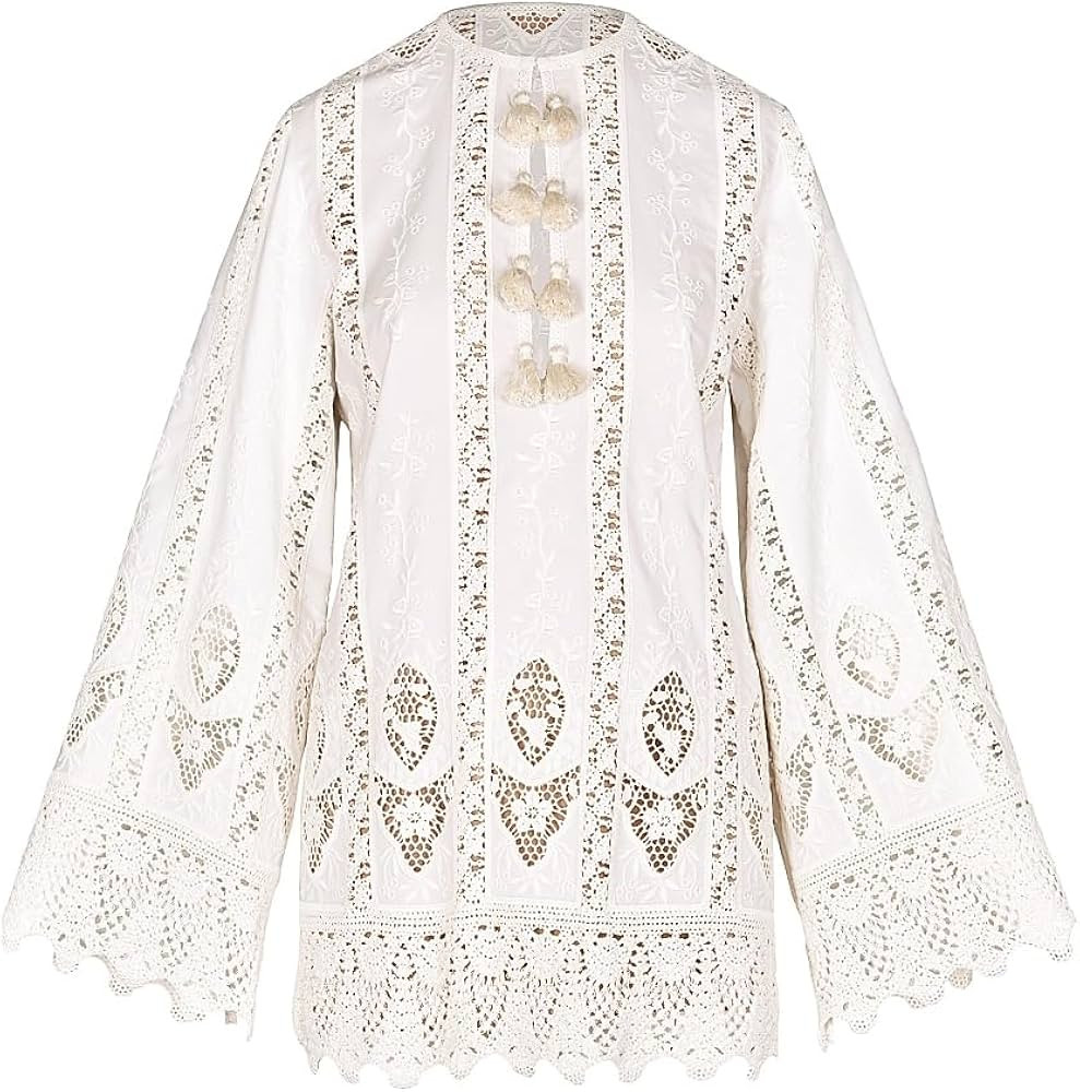 Amazon.com: Johanna Ortiz, Micaela Vision Seeking Embroidered Minidress, 6, Ecru : Amazon Luxury | Amazon (US)