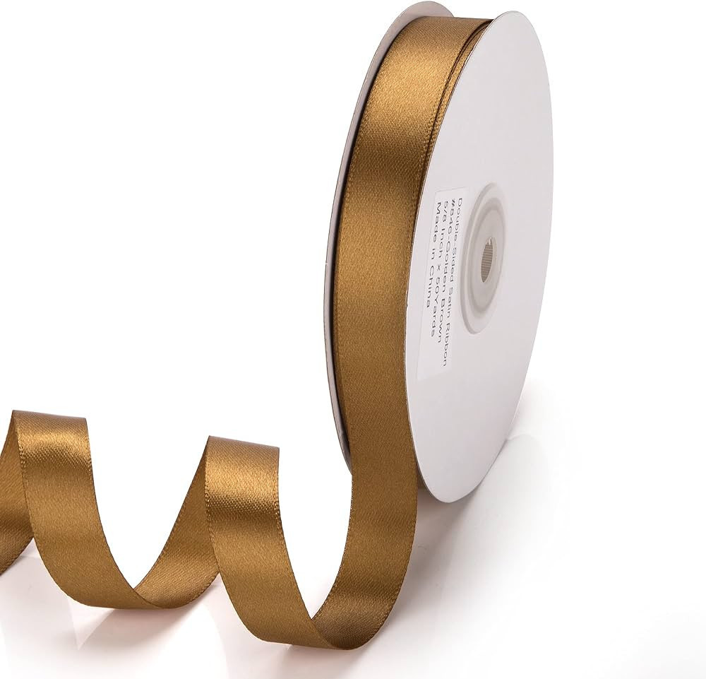 IHKFILAN Double Faced Satin Ribbon 5/8Inch x 50Yards Double Sided Solid Polyester Ribbon for Gift... | Amazon (US)