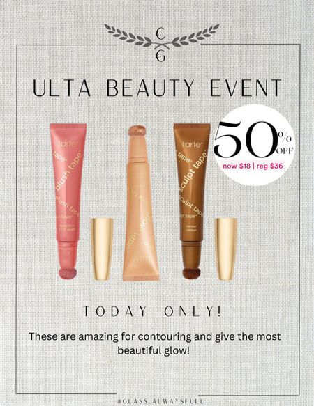 Ultra beauty event! 50% off Tarte blush and sculpt tape, makeup sale. Callie Glass 

#LTKbeauty #LTKSeasonal #LTKsalealert