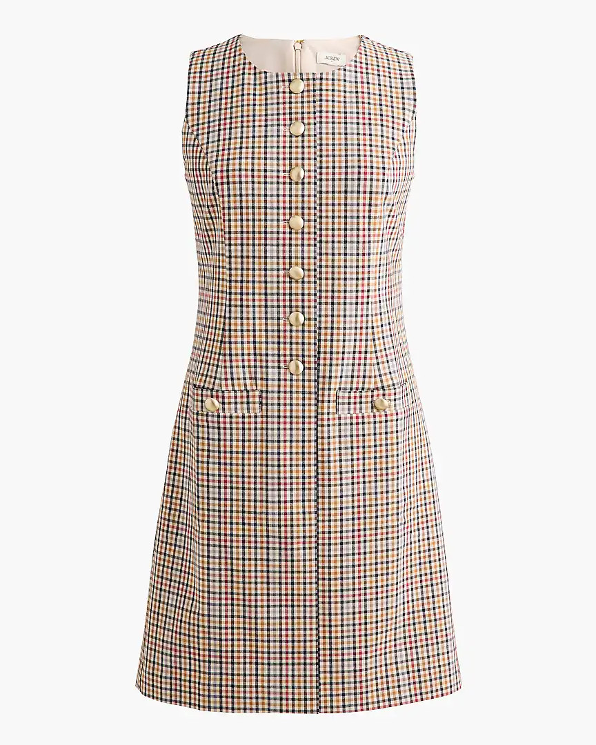 Tall plaid button-front mini dress | J.Crew Factory