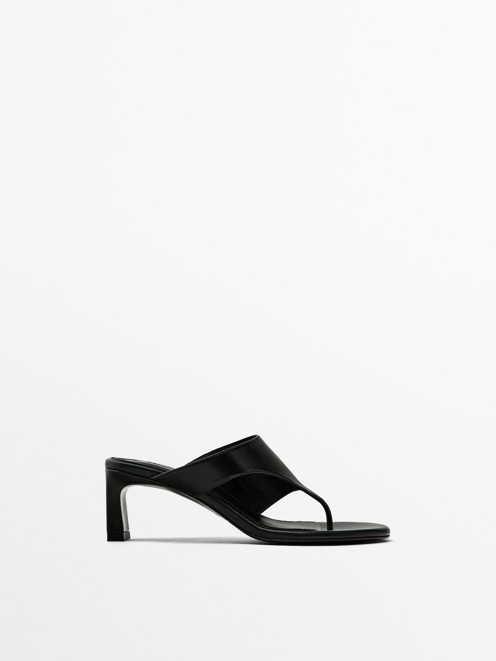 Leather heeled sandals | Massimo Dutti US