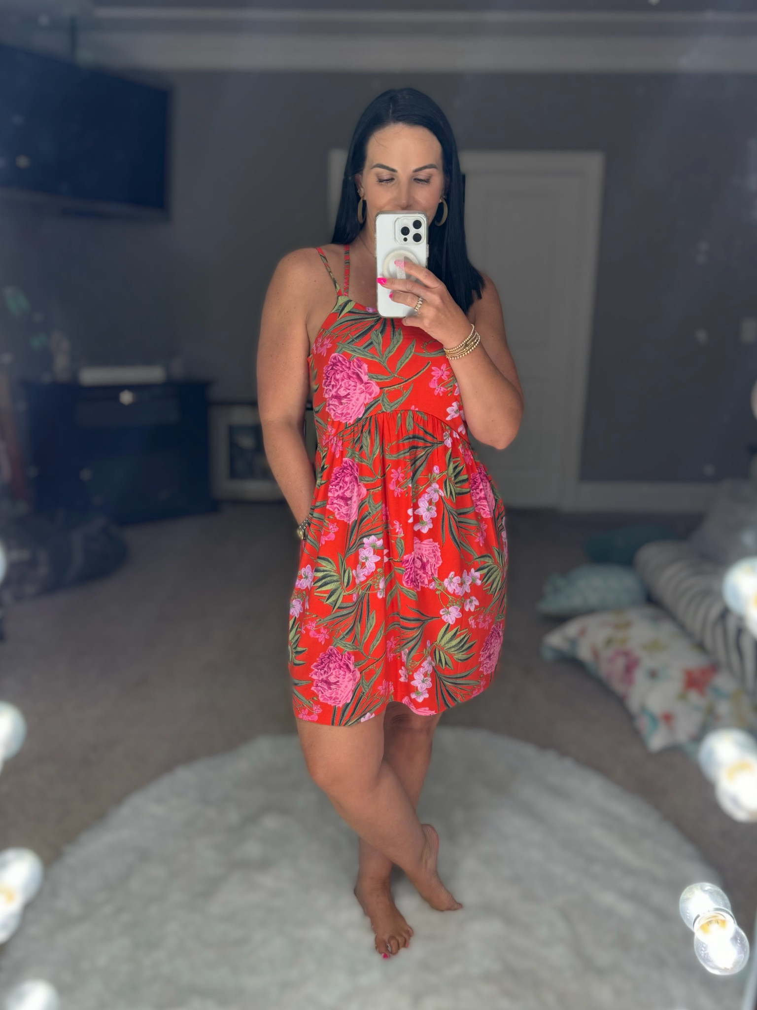 Comfy, colorful and less than $11! This strappy fit and flare knit dress is perfect after a day in the sun. Several colors and prints to choose from. Wearing a Medium. 

#LTKTravel #LTKOver40 #LTKSaleAlert