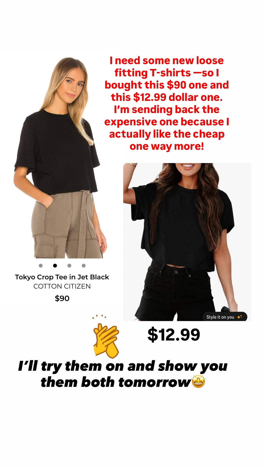 $90 versus $12.99 
I’m so impressed with this Amazon T-shirt 
Fit true to size. I grabbed a medium.