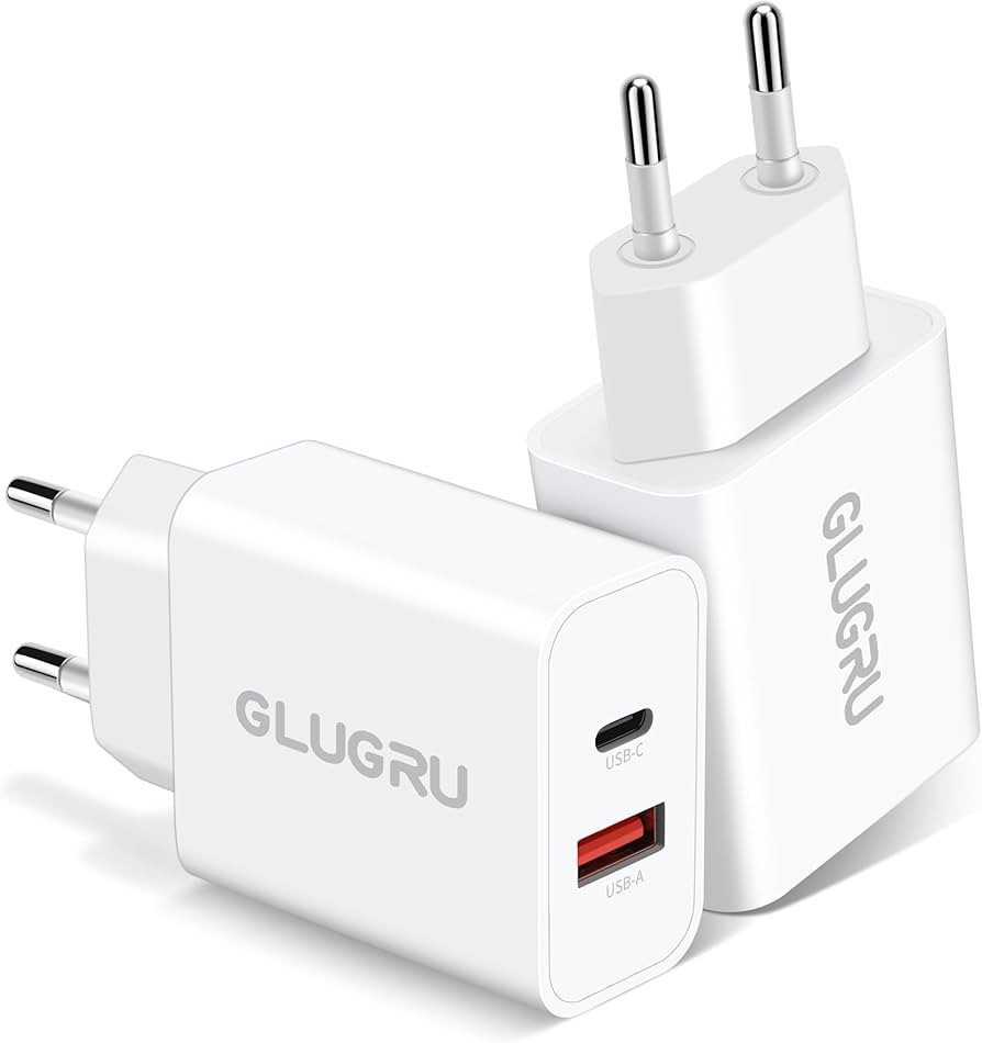 European Travel Plug Adapter, GLUGRU 2-Pack 20W Dual Port USB C Wall Charger Type C Fast Charging... | Amazon (US)