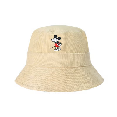 Disney Adult Mickey Mouse Corduroy Bucket Hat with Embroidered Logo Tan Medium/Large | Target