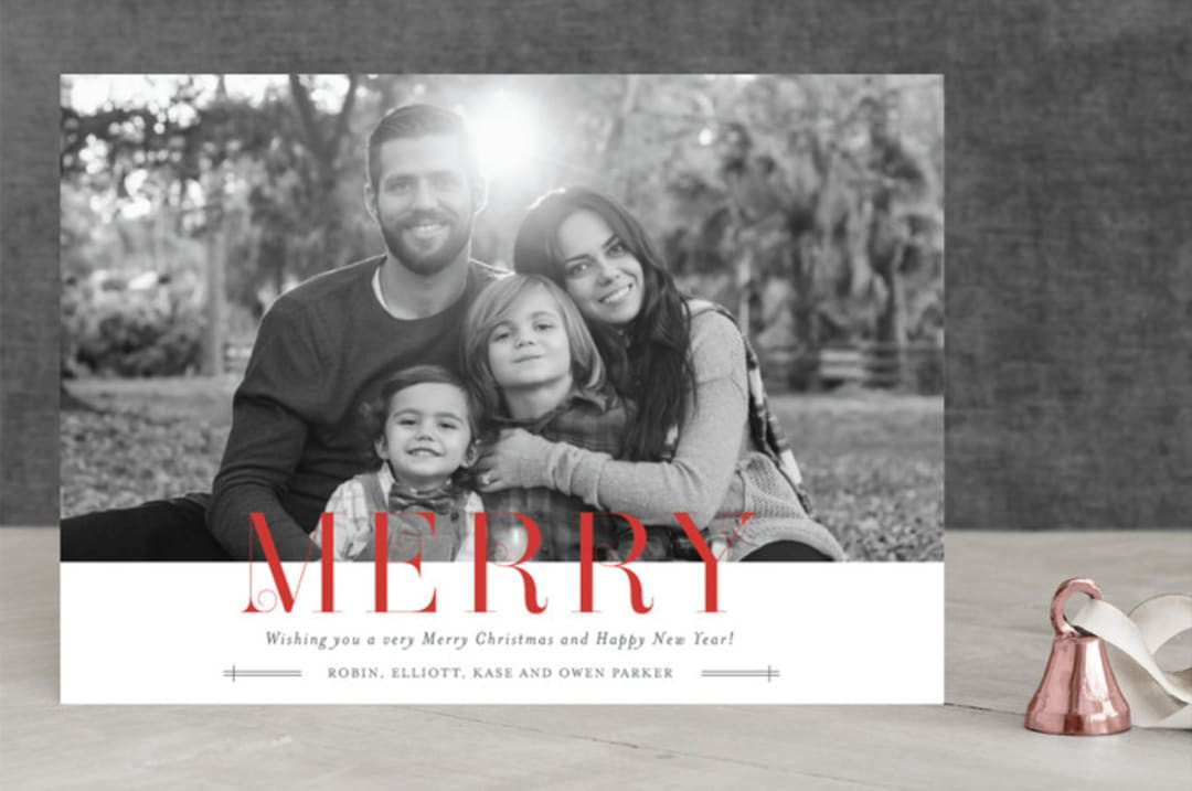 "let us rejoice" - Customizable Christmas Photo Cards in Red or White by Sara Hicks Malone. | Minted