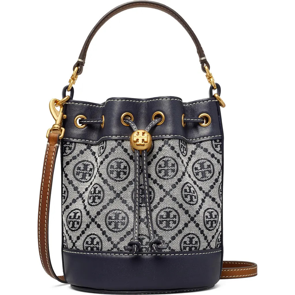 Tory Burch Mini T Monogram Bucket Bag in Tory Navy at Nordstrom | Nordstrom