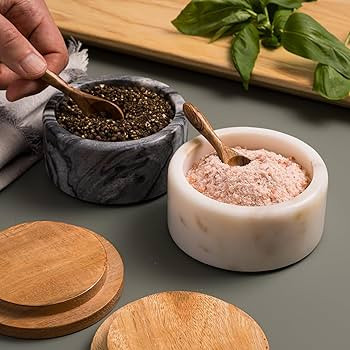 Cork & Mill Marble Salt and Pepper Bowls - Set of 2 Handcrafted White/Grey Solid Marble Salt and ... | Amazon (US)